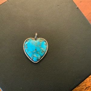 TURQUOISE AND PAVE DIAMOND PENDANT